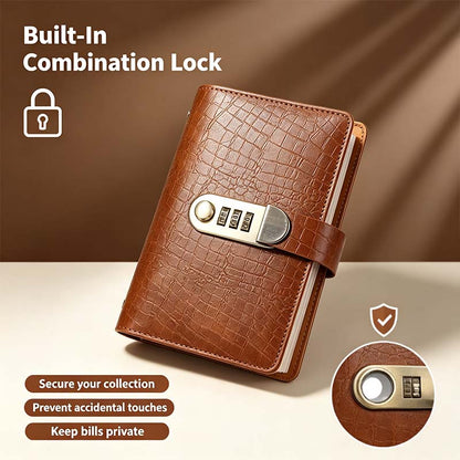 100-Transparent-Pocket Currency Collectors Album, Top-Grade PU Leather, Password Lock💵 - image 1