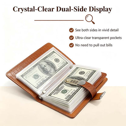 100-Transparent-Pocket Currency Collectors Album, Top-Grade PU Leather, Password Lock💵 - image 5