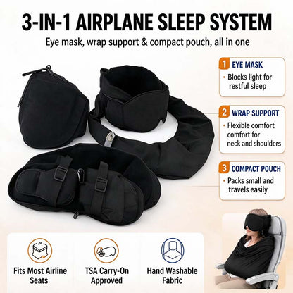 3-in-1 Airplane Sleep Support System - Carry On-Friendly Travel Bedding Accessory Set ✈️
