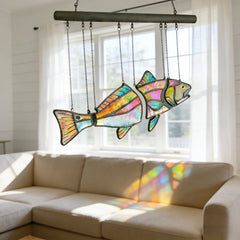 🐟Handcrafted Stained Glass Red Drum-The Illusion of Swimming