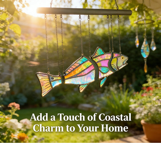 🐟Handcrafted Stained Glass Red Drum-The Illusion of Swimming