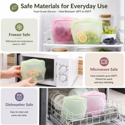 🛍️ 5 Pack Stand Up Silicone Food Storage Bags Leakproof - image 7