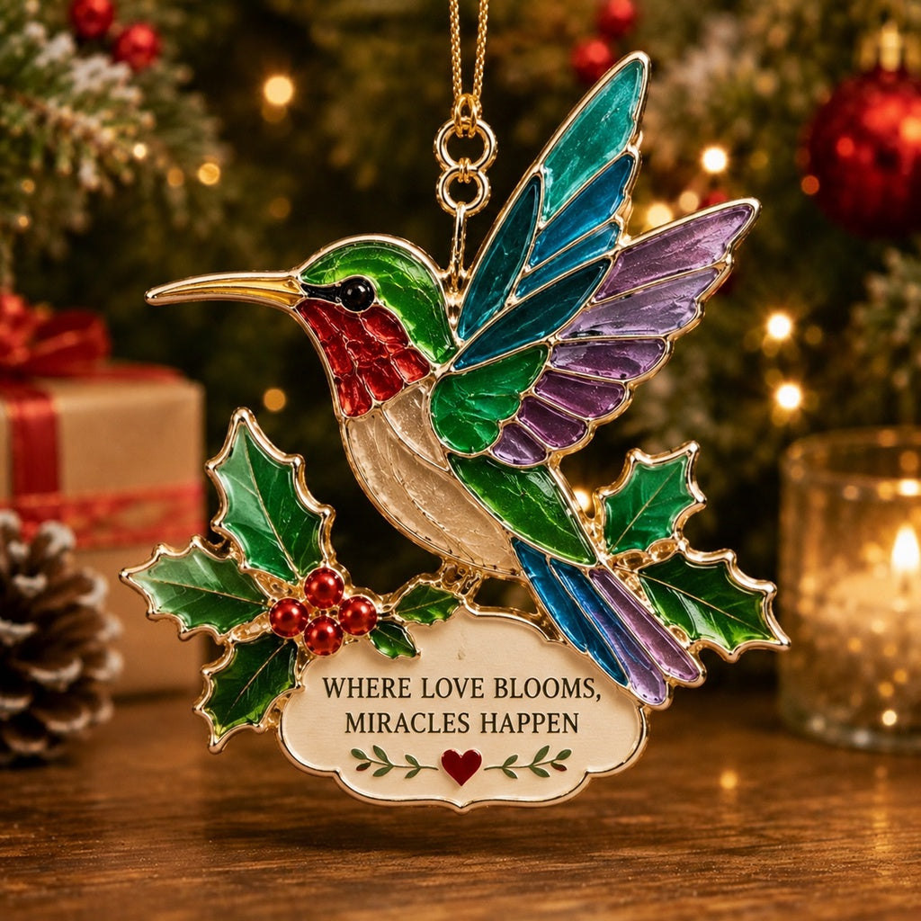 🐚 Sea Glass Animal Christmas Ornament – "Where Love Blooms, Miracles Happen" Holiday Keepsake - image 1