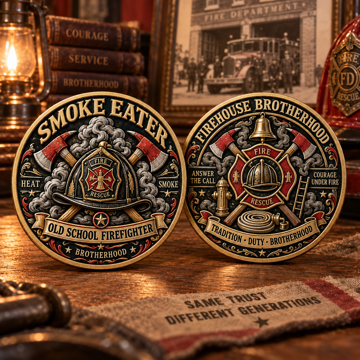 🔥 Smoke Eater Old School Firefighter Challenge Coin - image 1