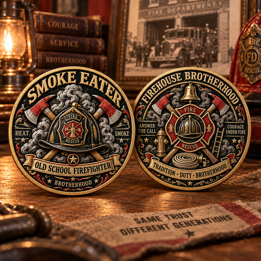🔥 Smoke Eater Old School Firefighter Challenge Coin - image 1