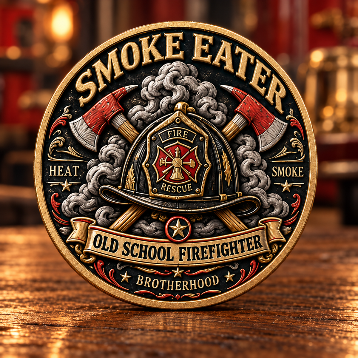 🔥 Smoke Eater Old School Firefighter Challenge Coin - image 2