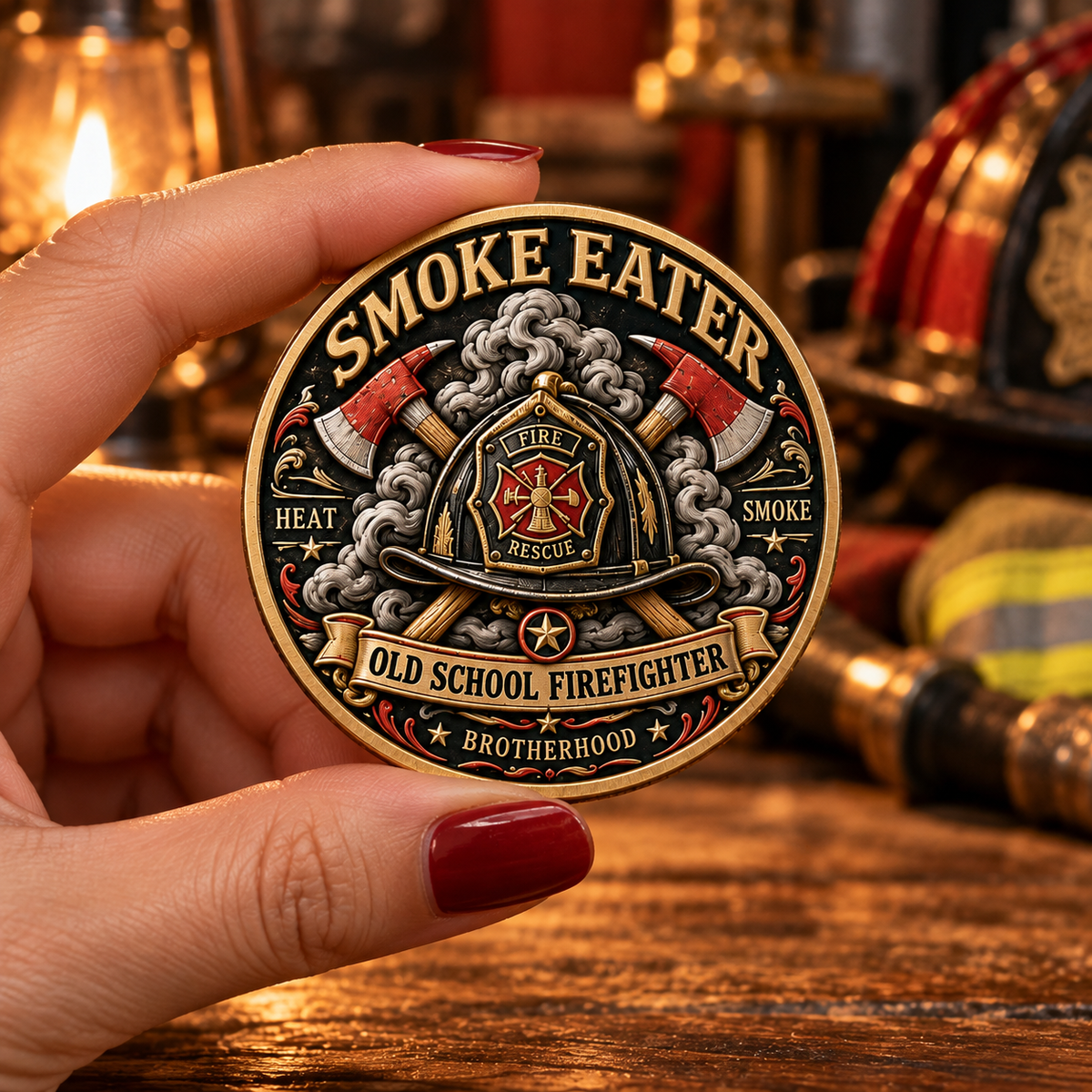 🔥 Smoke Eater Old School Firefighter Challenge Coin - image 4