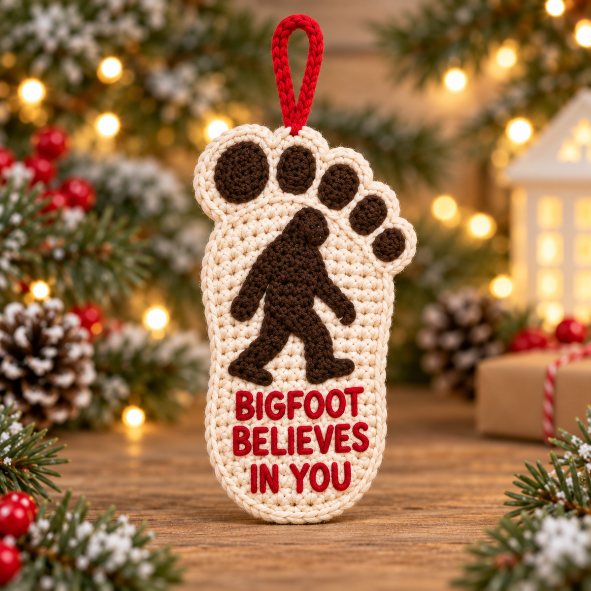 🦶🎄Bigfoot Christmas Footprint Ornaments – A Funny Holiday Keepsake for Sasquatch Fans