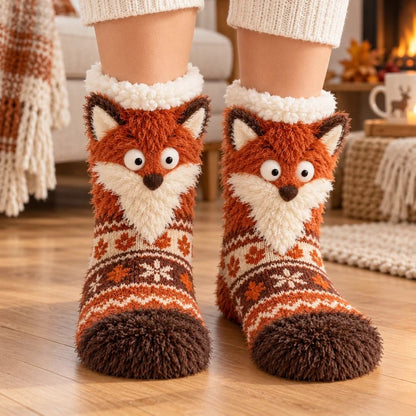 🦊🐦Cozy Animal Fuzzy Slipper Socks – Cute & Warm House Socks🦦🦉
