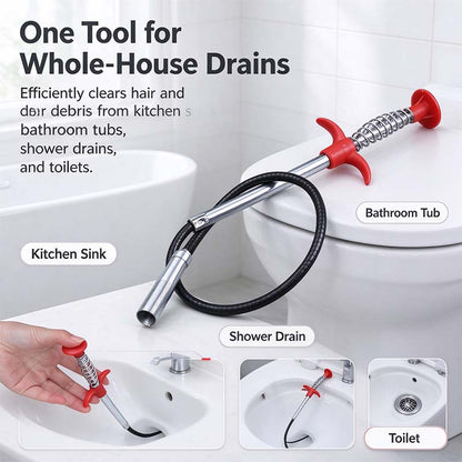 Drain Snake, Drain Clog Remover, 4 Claws Efficient Dredging Steel Wire Drain Hair Cleaner Tool 🪠