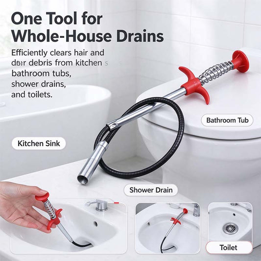 Drain Snake, Drain Clog Remover, 4 Claws Efficient Dredging Steel Wire Drain Hair Cleaner Tool 🪠