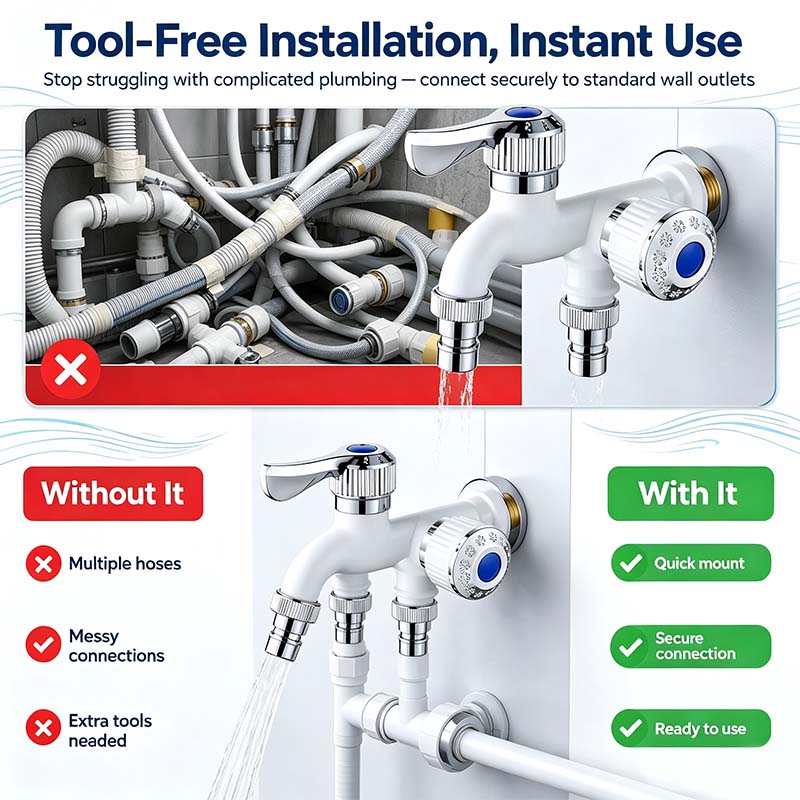 Dual Outlet Washing Machine Plastic Faucet, 1 In 2 Out Water Plastic Tap🚰 - image 3