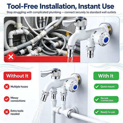 Dual Outlet Washing Machine Plastic Faucet, 1 In 2 Out Water Plastic Tap🚰 - image 3