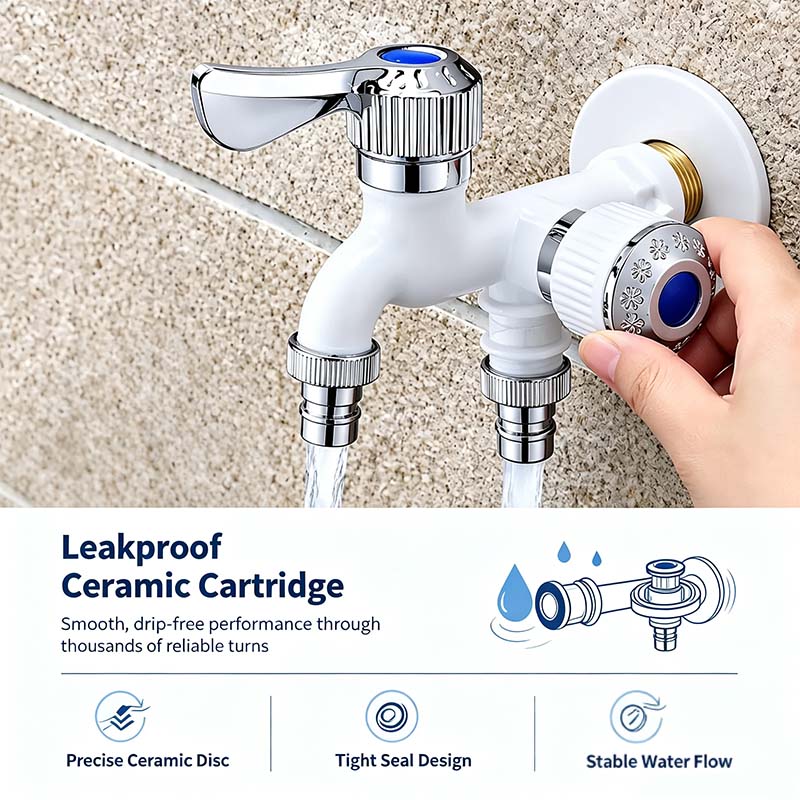 Dual Outlet Washing Machine Plastic Faucet, 1 In 2 Out Water Plastic Tap🚰 - image 1