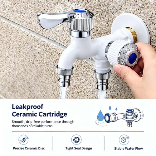 Dual Outlet Washing Machine Plastic Faucet, 1 In 2 Out Water Plastic Tap🚰 - image 1