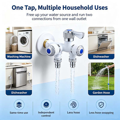 Dual Outlet Washing Machine Plastic Faucet, 1 In 2 Out Water Plastic Tap🚰 - image 5