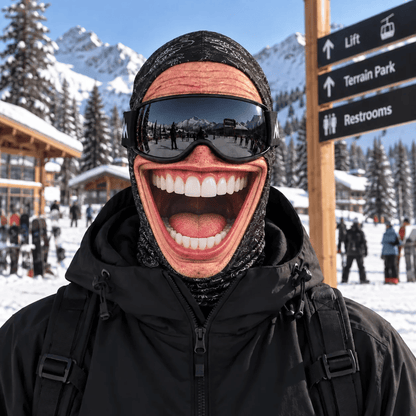 Realistic Face Balaclava – Funny Ski & Snowboard Mask for Cold Weather Adventures, Unisex Adult One Size (21-24") ⛷️