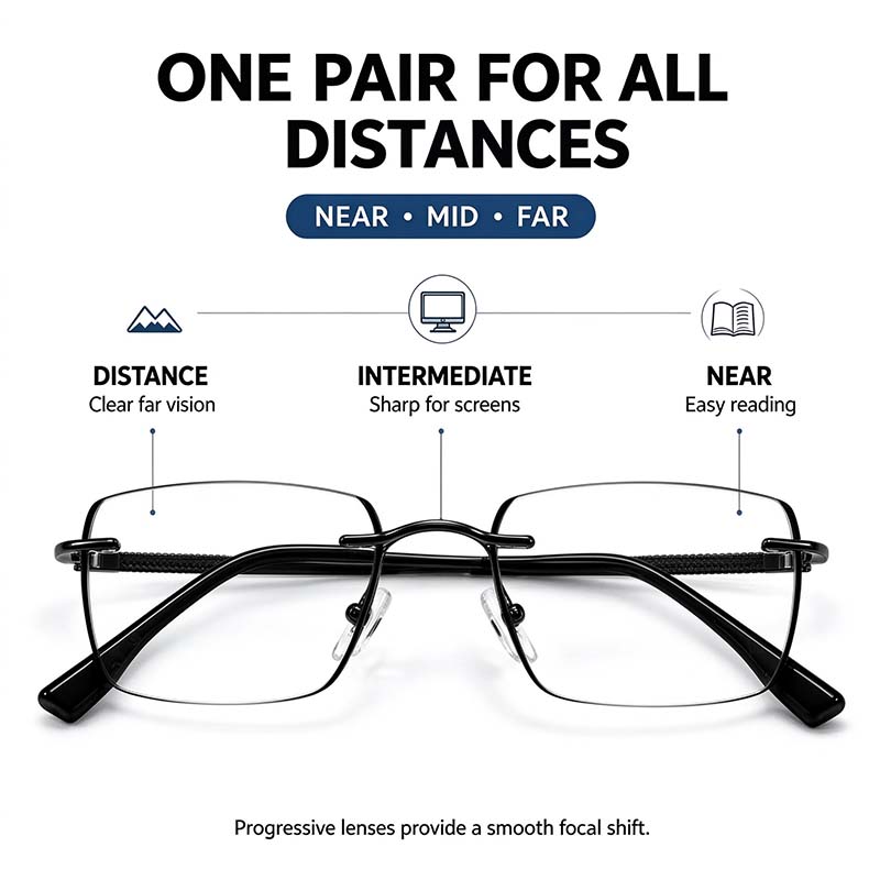 Unisex Progressive Multifocal Photochromic Reading Eyeglasses 👓