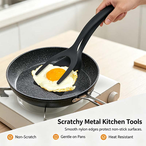 Grip & Flip Spatula Tongs - Sturdy, Durable Non-Stick Egg Flipper & Food Turner🥢 - image 1