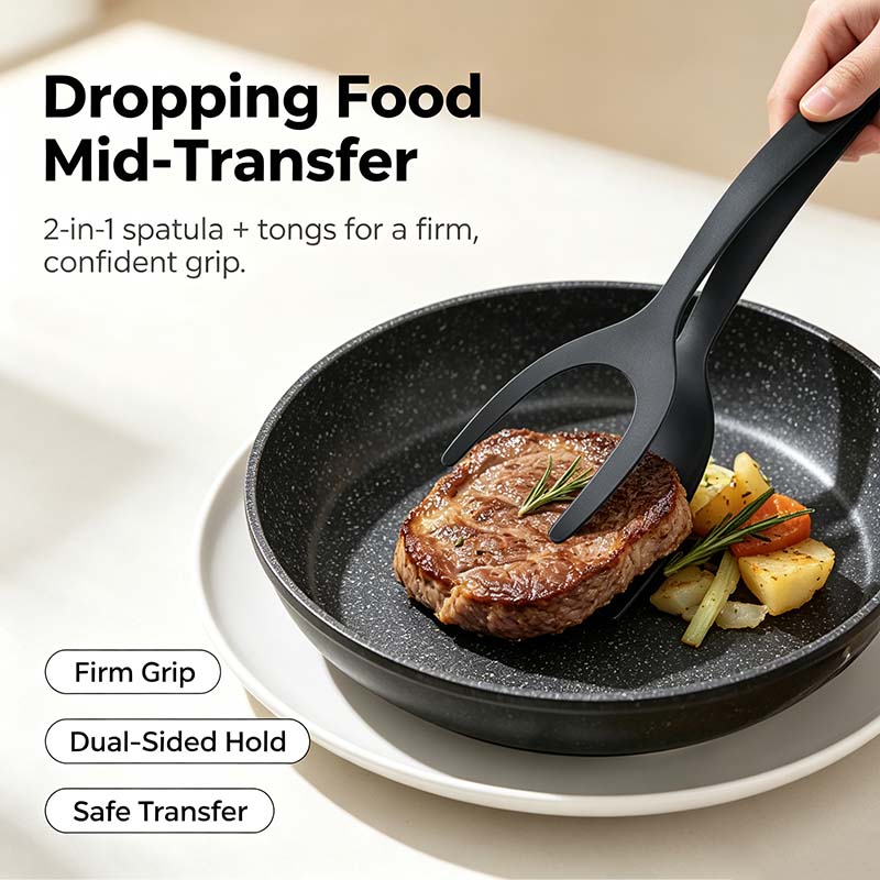 Grip & Flip Spatula Tongs - Sturdy, Durable Non-Stick Egg Flipper & Food Turner🥢 - image 2