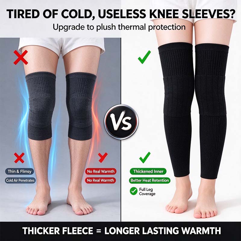 Long Knee Pads for Men and Women, One Size with Thick Wool Lining 🦵