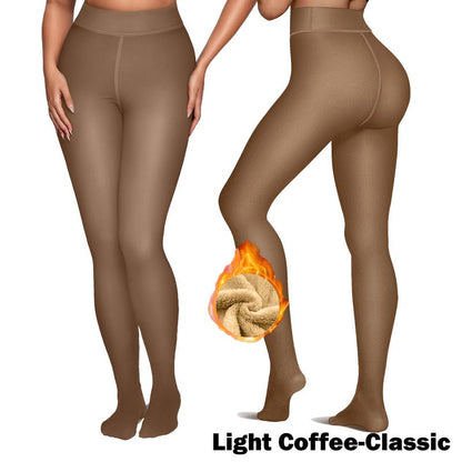 Women Fleece Lined Tights Body Slimming Leggings Sheer Fake Translucent Pantyhose 🧦
