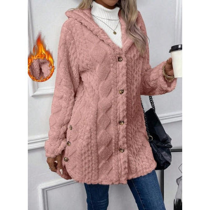 Women's Hooded Double-Sided Fleece Cardigan Long Sleeve Casual Warm Outerwear 🧥