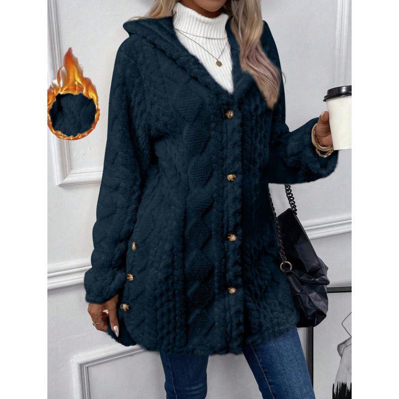 Women's Hooded Double-Sided Fleece Cardigan Long Sleeve Casual Warm Outerwear 🧥
