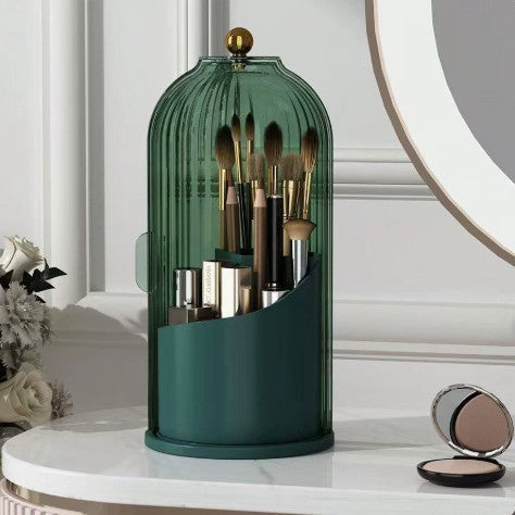 360° Rotating Toothbrush Holder with Cover - Clear Compact Vanity Organizer - image 8