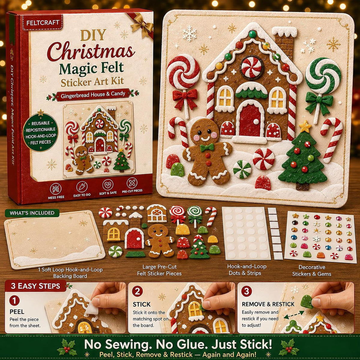 DIY Christmas Magic Felt Sticker Art Kit