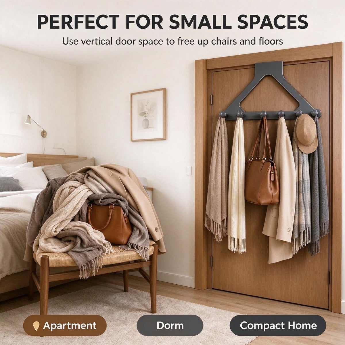 2 Pcs Over-the-Door Triangle Hanging Organizer - No-Drill Slide Installation🚪