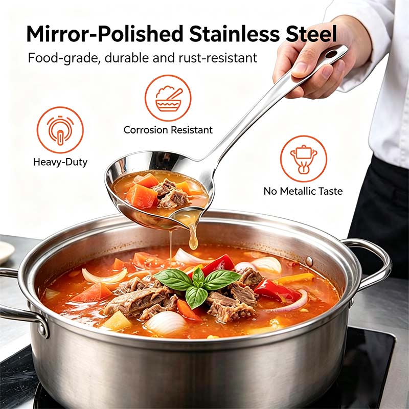 Stainless Steel Oil Separator Ladle - Mirror Polished, Ergonomic Handle Kitchen Gadget 🥣 - image 5