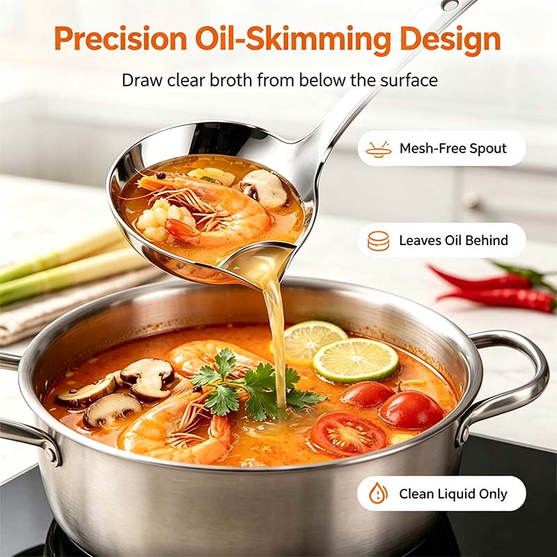 Stainless Steel Oil Separator Ladle - Mirror Polished, Ergonomic Handle Kitchen Gadget 🥣 - image 2