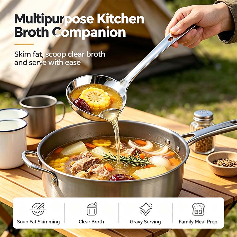 Stainless Steel Oil Separator Ladle - Mirror Polished, Ergonomic Handle Kitchen Gadget 🥣 - image 4