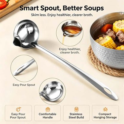 Stainless Steel Oil Separator Ladle - Mirror Polished, Ergonomic Handle Kitchen Gadget 🥣 - image 3