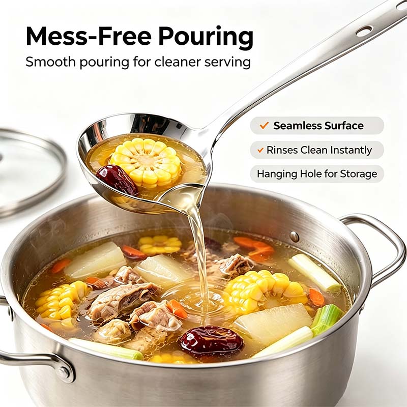 Stainless Steel Oil Separator Ladle - Mirror Polished, Ergonomic Handle Kitchen Gadget 🥣 - image 7