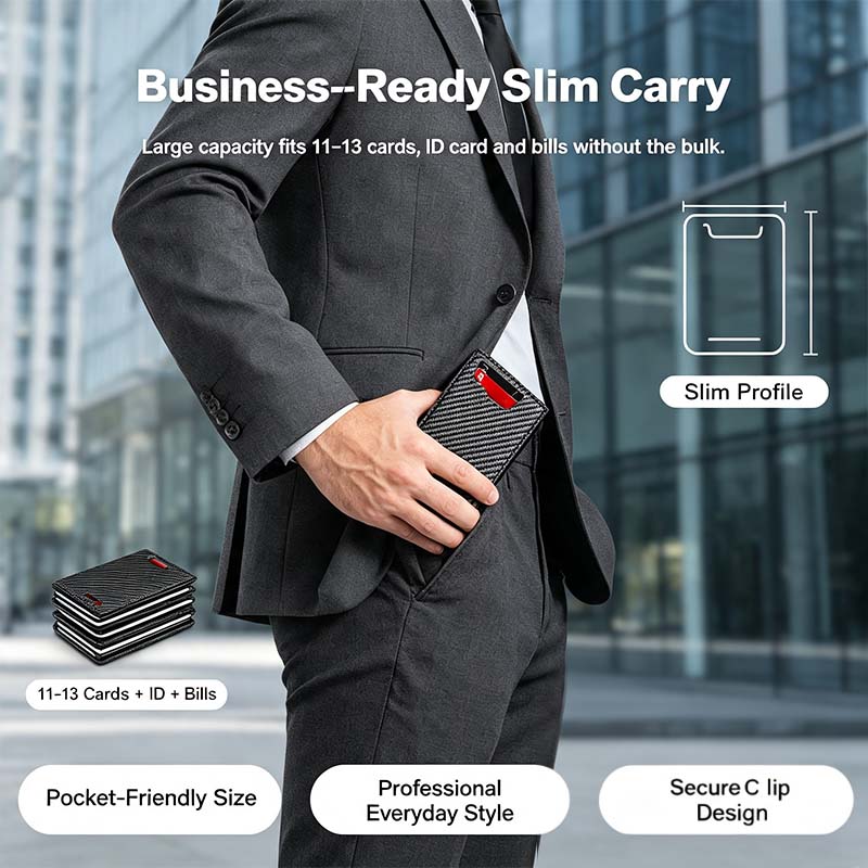 Men's RFID Minimalist Bifold Wallet - 1 ID Window, Pop-Up Card Holder, Money Clip💳 - image 3