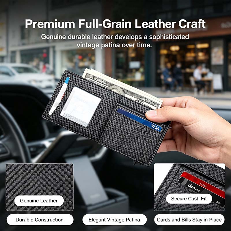 Men's RFID Minimalist Bifold Wallet - 1 ID Window, Pop-Up Card Holder, Money Clip💳 - image 5