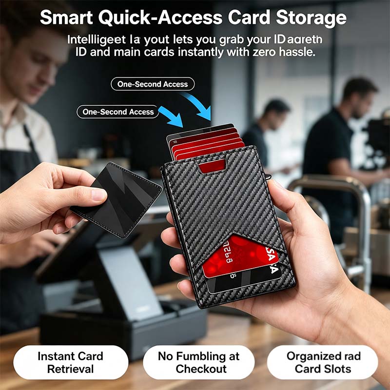 Men's RFID Minimalist Bifold Wallet - 1 ID Window, Pop-Up Card Holder, Money Clip💳 - image 4