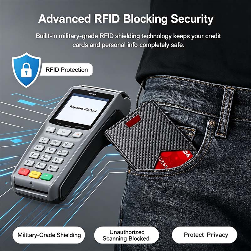 Men's RFID Minimalist Bifold Wallet - 1 ID Window, Pop-Up Card Holder, Money Clip💳 - image 2
