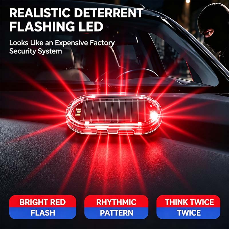 2PCS Solar Powered Fake Car Alarm Light, Auto Light Sensor LED Simulated Security Warning Light🚨 - image 5