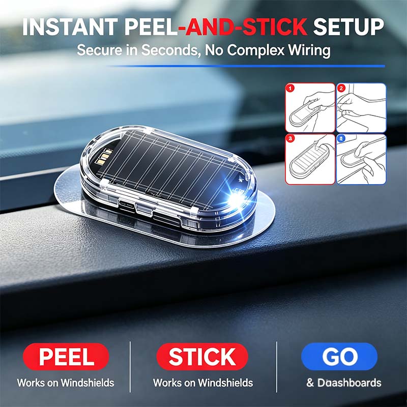 2PCS Solar Powered Fake Car Alarm Light, Auto Light Sensor LED Simulated Security Warning Light🚨 - image 3