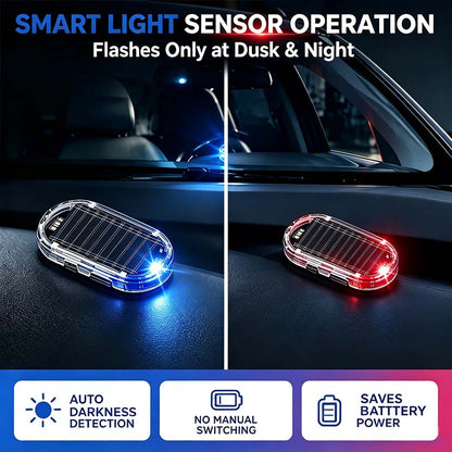 2PCS Solar Powered Fake Car Alarm Light, Auto Light Sensor LED Simulated Security Warning Light🚨 - image 4
