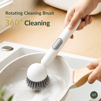 360° Rotating Soap Dispensing Dish Brush with Interchangeable Heads - image 3