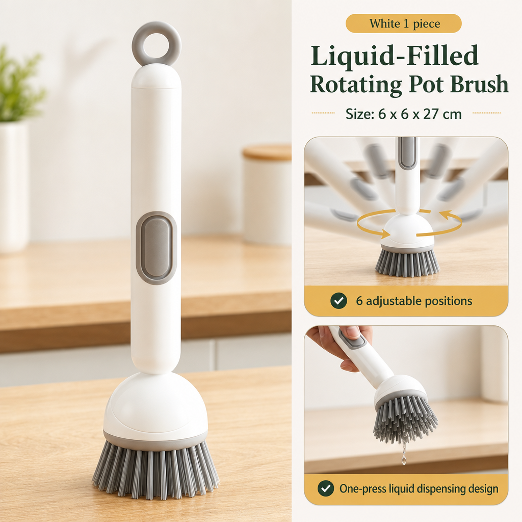 360° Rotating Soap Dispensing Dish Brush with Interchangeable Heads - image 1