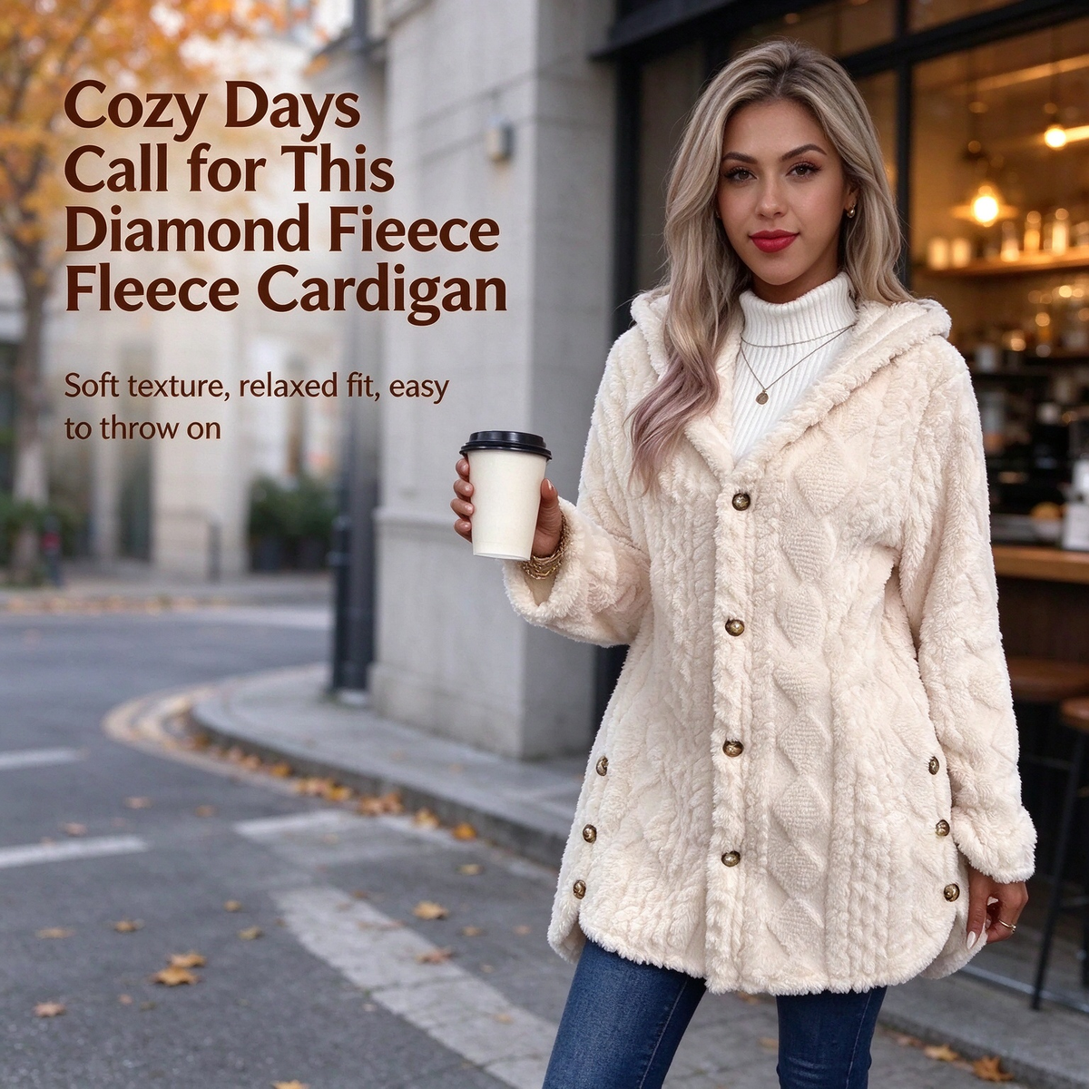 Women's Hooded Double-Sided Fleece Cardigan Long Sleeve Casual Warm Outerwear 🧥