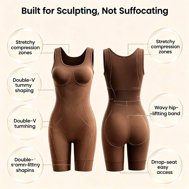 Tummy Control Butt Lifter Faja Bodysuit, Back Support Scrunch Back Open Design🧘 - image 3