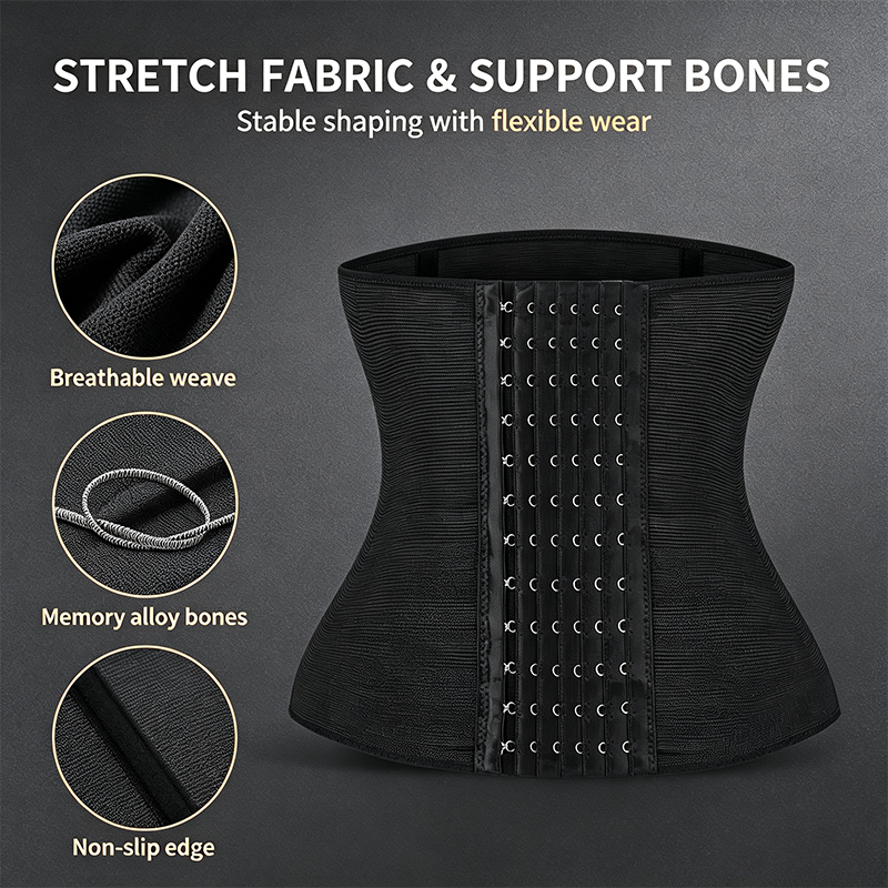 Women's Solid Color Hook & Eye Closure Waist Trainer, Adjustable Tummy Control Shaper ✨ - image 9
