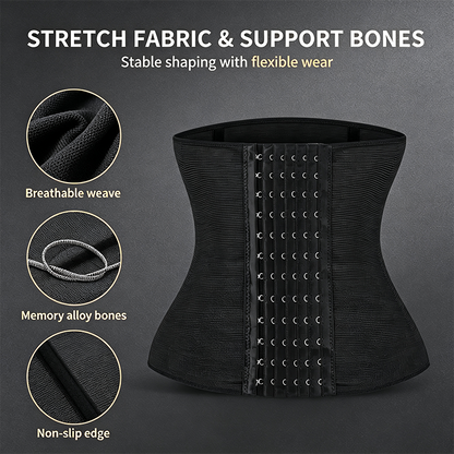Women's Solid Color Hook & Eye Closure Waist Trainer, Adjustable Tummy Control Shaper ✨ - image 9