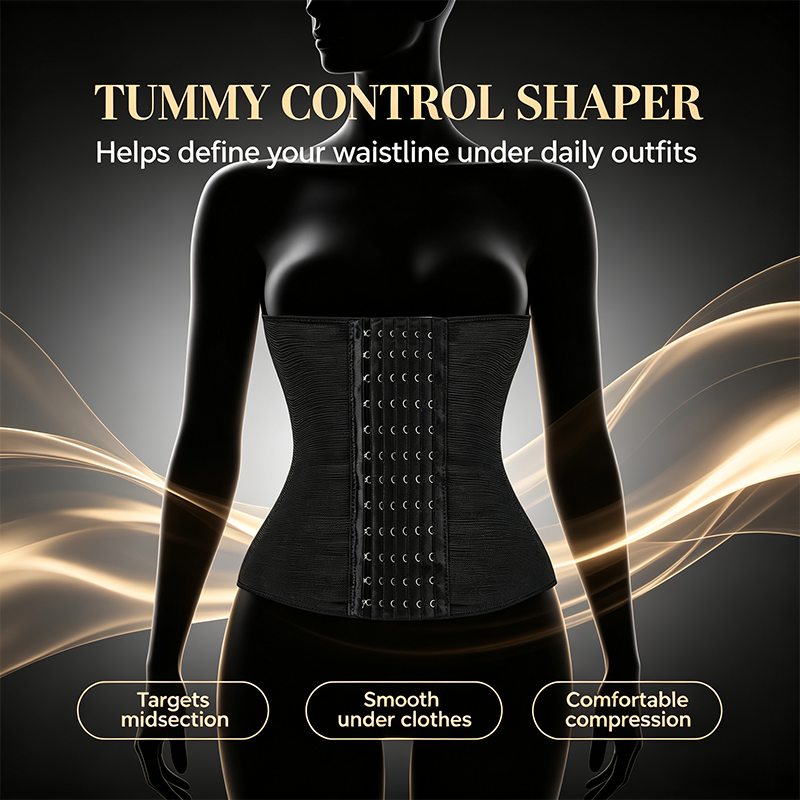Women's Solid Color Hook & Eye Closure Waist Trainer, Adjustable Tummy Control Shaper ✨ - image 8